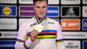 2023-08-08 21:35:00 Netherlands' Jeffrey Hoogland (C) celebrates winning gold in the men's 1km Time Trial Final race at the UCI Cycling World Championships in Glasgow, Scotland on August 8, 2023. Australia's Matthew Glaetzer won silver and Australia's Thomas Cornish won bronze. 
Oli SCARFF / AFP