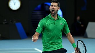 epa12692757 Novak Djokovic of Serbia reacts during the men's semifinal against Jannik Sinner of Italy on day 13 of the 2026 Australian Open tennis tournament at Melbourne Park in Melbourne, Australia, 30 January 2026.  EPA/JAMES ROSS  AUSTRALIA AND NEW ZEALAND OUT
