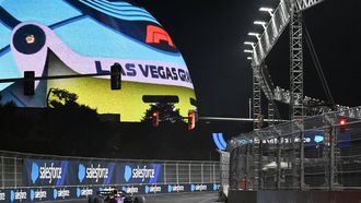 2023-11-17 11:37:37 Red Bull Racing's Dutch driver Max Verstappen races during the second practice session for the Las Vegas Grand Prix on November 17, 2023, in Las Vegas, Nevada. 
ANGELA WEISS / AFP