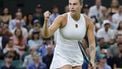 epa12216532 Aryna Sabalenka of Belarus celebrates winning her Women's Singles 3rd round match against Emma Raducanu of Britain at the Wimbledon Championships, Wimbledon, Britain, 04 July 2025.  EPA/TOLGA AKMEN  EDITORIAL USE ONLY
