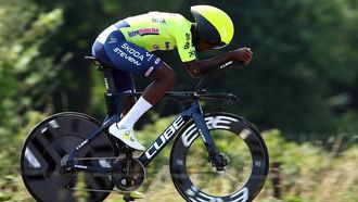 Intermarche-Wanty's Eritrean rider Biniam Girmay Hailu cycles during stage two of the 