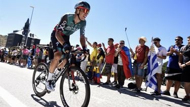 Team Bora's Dutch rider Danny van Poppel cycles during the 20th stage of the 2022 La Vuelta cycling tour of Spain, a 181 km race from Moralzarzal to Puerto de Navacerrada, on September 10, 2022.
 
Oscar DEL POZO CANAS / AFP