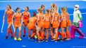 PARIJS - De Nederlandse hockeyvrouwen tijdens de groepswedstrijd tegen Duitsland op de Olympische Spelen in Frankrijk. ANP IRIS VAN DEN BROEK