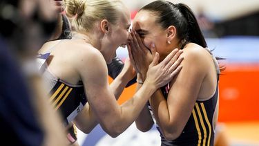 APELDOORN - Minke Bisschops na de finale 60 meter voor vrouwen op de eerste dag van het NK Indoor atletiek Omnisport Apeldoorn. ANP SANDER KONING