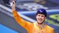 epa11900942 Harrie Lavreysen of Netherlands wins the Men's Keirin at the UEC European Track Cycling Championships in Heusden-Zolder, Belgium, 16 February 2025.  EPA/OLIVIER MATTHYS