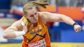 APELDOORN - Jessica Schilder tijdens de finale van het kogelstoten voor vrouwen op de vierde dag van het EK Indoor atletiek in Omnisport Apeldoorn. ANP ROBIN VAN LONKHUIJSEN
