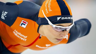 HAMAR - Jutta Leerdam (Nederland) tijdens de 1000 meter vrouwen op de derde dag van het WK afstanden in het Noorse Hamar. ANP SEM VAN DER WAL