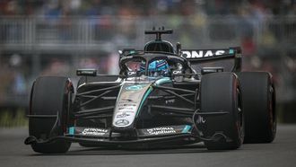 Mercedes' British driver George Russell races during the 2026 Formula 1 Grand Prix du Canada at Circuit Gilles-Villeneuve in Montreal, Canada, on May 24, 2026.  
ANDREJ IVANOV / AFP