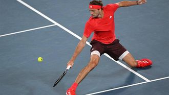 Germany's Alexander Zverev hits a shot against Spain's Pedro Martinez during their men's singles match on day four of the Australian Open tennis tournament in Melbourne on January 15, 2025. 
WILLIAM WEST / AFP