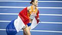 APELDOORN - Nadine Visser wint de 60 meter horden finale voor vrouwen op de tweede dag van het EK Indoor atletiek in Omnisport Apeldoorn. ANP ROBIN VAN LONKHUIJSEN