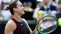 epa13044764 Berarus' Aryna Sabalenka celebrates winning her singles round of 16 match against Russia's Ekaterina Alexandrova at the WTA 500 Berlin Open tennis tournament at Steffi Graf Stadium, in Berlin, Germany, 17 June 2026.  EPA/FILIP SINGER