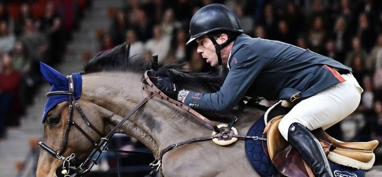 epa11918391 The Netherlands' Harrie Smolders on the horse Monaco during the FEI Jumping World Cup at the Gothenburg Horse Show in Scandinavium, in Gothenburg, Sweden, 23 Feburary 2025.  EPA/Bjorn Larsson Rosvall  SWEDEN OUT