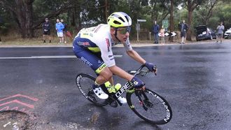 Dutch cyclist Taco van der Hoorn of Intermarche-Circus-Wanty team rides near Moriac during the 2023 Cadel Evans Great Ocean Road Race in Geelong on January 29, 2023. 
CHRIS PUTNAM / AFP