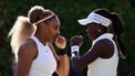 epa13026898 US tennis player Serena Williams (L) talks with Victoria Mboko of Canada during her doubles match against Nicole Melichar-Martinez of the US and Erin Routliffe of New Zealand at the HSBC Tennis Championships at Queens Club in London, Britain, 09 June 2026.  EPA/ANDY RAIN