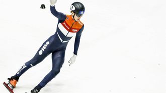 ROTTERDAM - Jens van ’t Wout (NED) tijdens de 1500 meter mannen kwartfinales op het WK shorttrack in Ahoy. ANP KOEN VAN WEEL