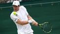 epa11450293 Botic van de Zandschulp of the Netherlands in action during the Men's 1st round match against Liam Broady of Britain at the Wimbledon Championships, Wimbledon, Britain, 01 July 2024.  EPA/TIM IRELAND  EDITORIAL USE ONLY