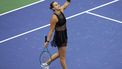 epa13230287 Aryna Sabalenka of Belarus reacts after defeating Jessica Pegula of the USA during their Women's Singles Semifinals match of the US Open Tennis Championships at the USTA Billie Jean King National Tennis Center in Flushing Meadows, New York, USA, 10 September 2026.  EPA/BRIAN HIRSCHFELD