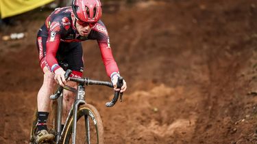 Belgian rider Eli Iserbyt competes in the men elite race, stage 6/8 of the Superprestige competition at the cyclocross cycling event in Heusden-Zolder, on December, 27 2023. 
DAVID PINTENS / Belga / AFP