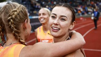 HENGELO - Nadine Visser (NED) in actie in de finale van de 100 meter horden tijdens de FBK Games. ANP VINCENT JANNINK