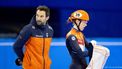 SEOEL - Suzanne Schulting (r) en coach Niels Kerstholt in actie tijdens een training voor het WK Shorttrack in Zuid-Korea. ANP IRIS VAN DEN BROEK