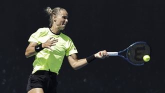 epa11821038 Arantxa Rus of Netherlands in action during the Women's Singles first round match against Olga Danilovic of Serbia at the Australian Open tennis tournament in Melbourne, Australia, 13 January 2025.  EPA/ROLEX DELA PENA