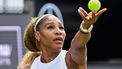 US tennis player Serena Williams serves the ball as she plays with Czech Republic's Karolina Muchova against New Zealand's Erin Routliffe and Mexico's Giuliana Olmos during the women's doubles round of 16 match at the WTA500 Berlin Tennis Open tournament in Berlin on June 16, 2026. 
Tobias SCHWARZ / AFP