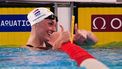 Netherlands' Marrit Steenbergen reatcs after a semi-final of the women's 100m freestyle swimming event during the LEN European Aquatics Championships at the Olympic Aquatic Centre in Saint-Denis, northern suburbs of Paris, on August 10, 2026. 
Dimitar DILKOFF / AFP