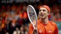 GRONINGEN - Tallon Griekspoor van Nederland op de tweede dag van het Daviscup Qualifiers duel tussen Nederland en Zwitserland in Martiniplaza. De winnaar van de ontmoeting plaatst zich voor groepsfase van de Daviscup Final. ANP SANDER KONING