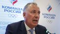 epa10901144 Russian Olympic Committee President Stanislav Pozdnyakov speaks during the meeting of the Executive Committee of the Russian Olympic Committee (ROC) at its headquarters in Moscow, Russia, 05 October 2023. During the meeting, international activities of the Russian Olympic Committee in 2022/2023, as well as compensation cash payments to athletes deprived of the opportunity to participate in international sports competitions are discussed.  EPA/YURI KOCHETKOV