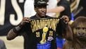 epa12192028 Oklahoma City Thunder forward Jalen Williams celebrates following the Oklahoma City Thunder win of the NBA finals, defeating the Indiana Pacers in game seven, at the Paycom Center in Oklahoma City, Oklahoma, USA, 22 June 2025.  EPA/MANUELA SOLDI SHUTTERSTOCK OUT
