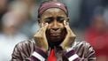 USA's Coco Gauff becomes emotional during a post-match interview after winning her women's singles second round tennis match against Croatia's Donna Vekic on day five of the US Open tennis tournament at the USTA Billie Jean King National Tennis Center in New York City, on August 28, 2025. 
CHARLY TRIBALLEAU / AFP