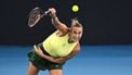epa12641794 Aryna Sabalenka of Belarus in action against Marta Kostyuk of Ukraine during the Women’s Singles final at the Brisbane International tennis tournament at Pat Rafter Arena in Brisbane, Australia, 11 January 2026.  EPA/DAVE HUNT EDITORIAL USE ONLY / AUSTRALIA AND NEW ZEALAND OUT