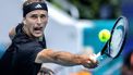 epa11243189 Alexander Zverev of Germany in action in action during the men's third round match against against Chris Eubanks of USA at the Miami Open tennis tournament in Miami, USA, 25 March 2024.  EPA/CRISTOBAL HERRERA