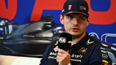 2023-10-19 21:14:34 Red Bull Racing's Dutch driver Max Verstappen  speaks during a press conference ahead of the United States Formula One Grand Prix at the Circuit of the Americas in Austin, Texas, on October 19, 2023. 
Chandan Khanna / AFP