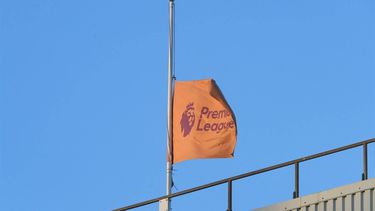 2022-09-16 19:47:22 A Premier League flag is flown at half mast before the English Premier League football match between Aston Villa and Southampton at Villa Park in Birmingham, central England on September 16, 2022. 
Geoff Caddick / AFP