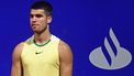 Spain's Carlos Alcaraz reacts after missing a point during the ATP 250 Argentina Open semi final round tennis match against Chile's Nicolas Jarry in Buenos Aires on February 17, 2024. 
ALEJANDRO PAGNI / AFP