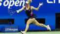 2023-08-29 03:12:55 Germany's Laura Siegemund plays a forehand return to USA's Coco Gauff during the US Open tennis tournament women's singles first round match at the USTA Billie Jean King National Tennis Center in New York City, on August 28, 2023. 
COREY SIPKIN / AFP