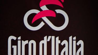 The logo of the Giro d'Italia is displayed during the presentation of the 2023 Giro d'Italia cycling race on October 17, 2022 in Milan. 
Marco BERTORELLO / AFP