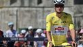 Alpecin - Deceuninck team's Dutch rider Mathieu van der Poel wearing the overall leader's yellow jersey awaits the start of the 7th stage of the 112th edition of the Tour de France cycling race, 197 km between Saint-Malo and Mur-de-Bretagne Guerledan, in Brittany, western France, on July 11, 2025. 
Marco BERTORELLO / AFP