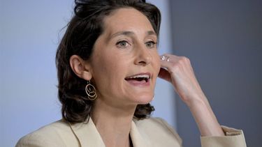 France's Minister for Sports and Olympics Amelie Oudea-Castera gives a press conference following the weekly cabinet meeting at the Elysee Presidential Palace in Paris, on June 26, 2024. 
Bertrand GUAY / AFP