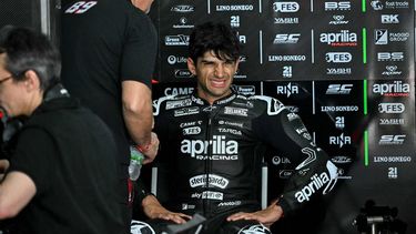 Aprilia Racing's Spanish rider Jorge Martin reacts during the first day of the 2025 MotoGP pre-season test at the Sepang International Circuit in Sepang on February 5, 2025. 
MOHD RASFAN / AFP