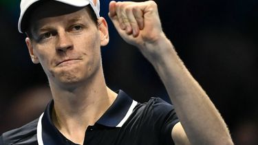 Italy's Jannik Sinner celebrates after winning his match against USA's Taylor Fritz at the ATP Finals tennis tournament in Turin on November 12, 2024. 
Marco BERTORELLO / AFP