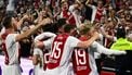 AMSTERDAM - Ajax viert de 1-0 van Branco van den Boomen tijdens de UEFA Europa League 2e voorronde wedstrijd tussen Ajax Amsterdam en FK Vojvodina in de Johan Cruijff ArenA op 25 juli 2024 in Amsterdam, Nederland. ANP OLAF KRAAK