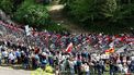 VALKENBURG - De kopgroep op de Cauberg tijdens de Amstel Gold Race 2024 op 14 april 2024 in Valkenburg, Nederland. Deze eendaagse wielerwedstrijd is onderdeel van de UCI WorldTour. ANP VINCENT JANNINK