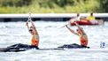 VAIRES-SUR-MARNE - Selma Konijn en Ruth Vorsselman tijdens de kanosprint (v) kajak K2 halve finale bij het kanovaren in het Stade Nautique op de Olympische Spelen. ANP ROBIN VAN LONKHUIJSEN