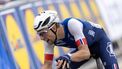 epa10797285 Axel Laurance of France competes in the Men Under 23 Road Race at the UCI Cycling World Championships 2023 in Glasgow, Britain, 12 August 2023.  EPA/ROBERT PERRY