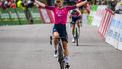 2023-09-16 13:30:06 epa10863734 The winner of the stage Demi Vollering from Netherlands of team SD Worx celebrates as she crosses the finish line during the second stage, a 110,8 km race between Romont and Torgon at the women's Tour de Romandie Feminin UCI World Tour cycling race in Torgon, Switzerland, 16 September 2023.  EPA/JEAN-CHRISTOPHE BOTT