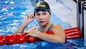 DOHA - Tes Schouten na afloop van de halve finale 200 school vrouwen op de vijfde dag van de wereldkampioenschappen langebaan zwemmen. De WK was een van de mogelijkheden voor de Nederlandse zwemmers om limieten te zwemmen voor de Spelen van Parijs in 2024. ANP KOEN VAN WEEL