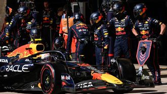 Red Bull Racing's Japanese driver Yuki Tsunoda makes a stop in pit lane during the United States Formula One Grand Prix at the Circuit of the Americas in Austin, Texas, on October 19, 2025. 
John Locher / POOL / AFP