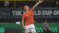 2023-09-17 17:22:56 epa10866574 Tallon Griekspoor of the Netherlands in action against Borna Gojo of Croatia during the Davis Cup Group D match between the Netherlands and Croatia in Split, Croatia, 17 September 2023.  EPA/STRINGER